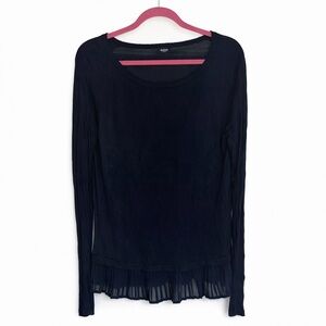 MARELLA Elegant Dark Blue Long Sleeve Top with Sheer Detail